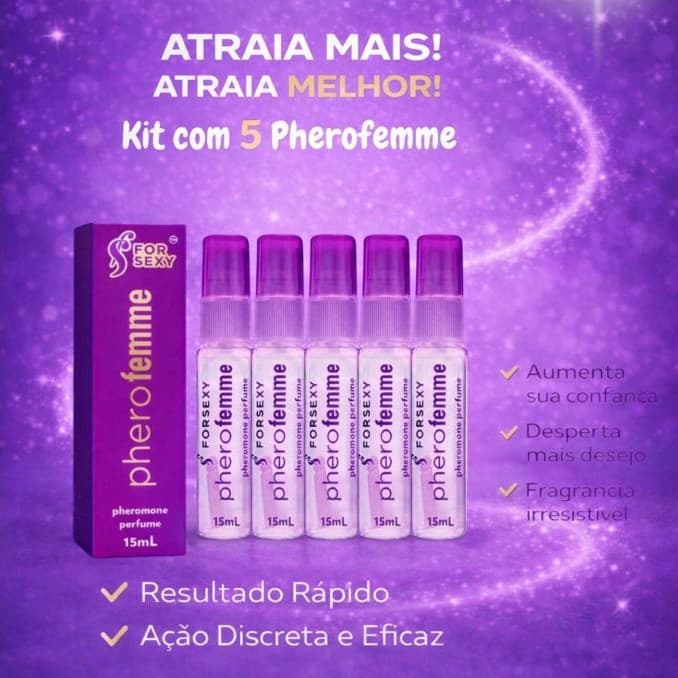 Kit Perfume PheroFemme Feminino – Irresistível e Marcante Kit com 5 Unidades Sedução