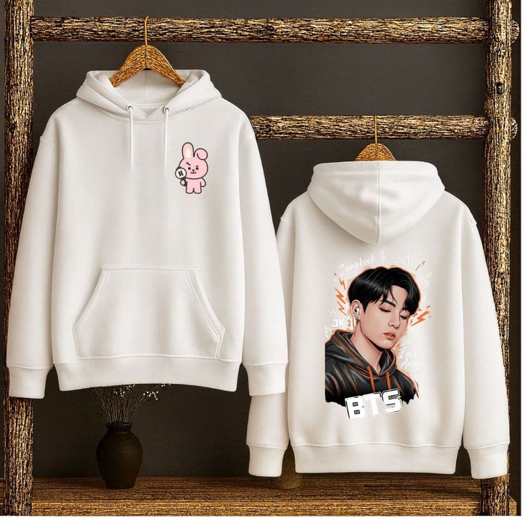 Moletom Blusa de Frio Canguru Flanelado Casual Canguru JungKook Grupo B-T-S Outono Inverno Lançamento