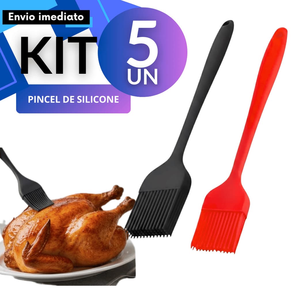 Kit 2/ 3/ 5/ 8 Pincel/Pincéis Culinário Silicone 21cm Versátil Doces Salgados Pegada Confortável Fácil Usar
