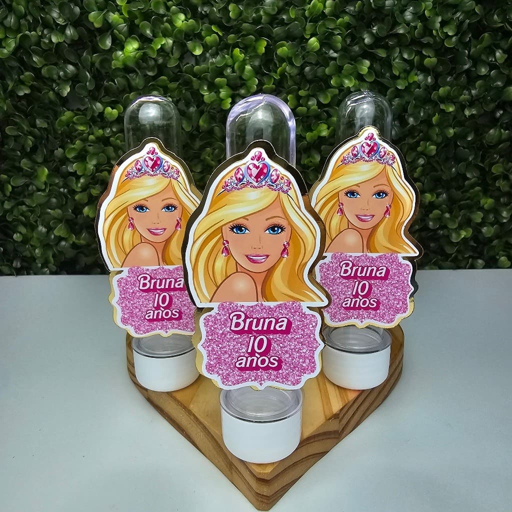 Tubete com Aplique 3D BARBIE - Festa infantil - Aniversário - Lembrancinha