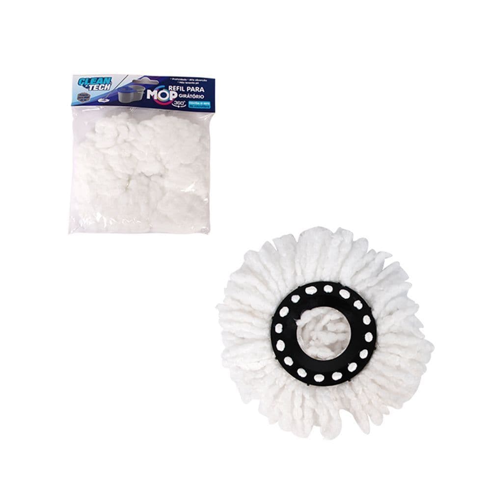 Refil Para Mop Giratorio 8L Unidade ou Kit Pecas Almofada Microfibra Reposição Balde Centrifuga Limpeza Piso