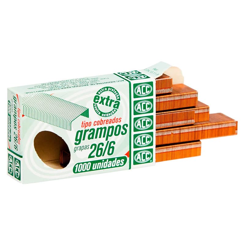 Grampo cobreado 26/6 com 1000 unidades ACC