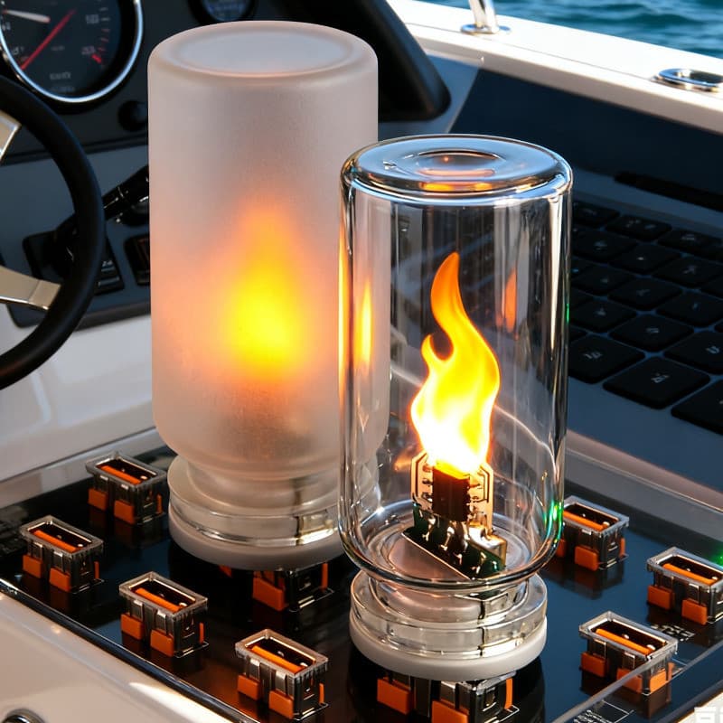 Lâmpada Ambiente De Simulação De Chama De Carro 1/2pcsUSB Com Efeito Cintilante Realista , Luz Noturna LED Fosca/Transpa