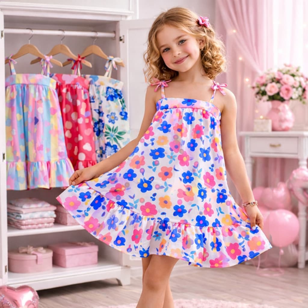 Vestidinho Infantil Jardim Encantado Florido