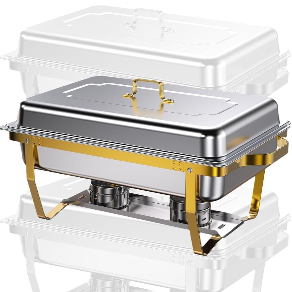 Rechaud GN 1/1 Inox Cuba Banho Maria Buffet Festa 11L Tampa Removível Restaurante Cozinha Gourmet
