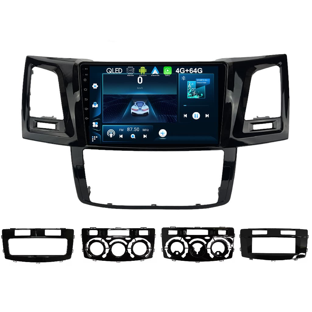 Kit Multimidia 9 Polegadas Toyota Hilux SW4 2006 a 2015 Ar Analógico Digital Black Piano