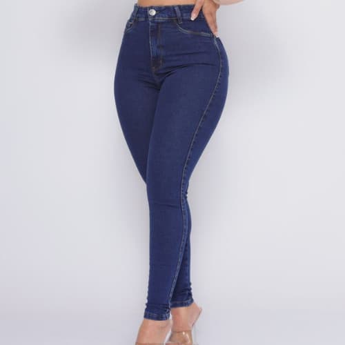 Calça Jeans Moda Feminina Modelo Skinny Azul Escuro Estilosa Premium