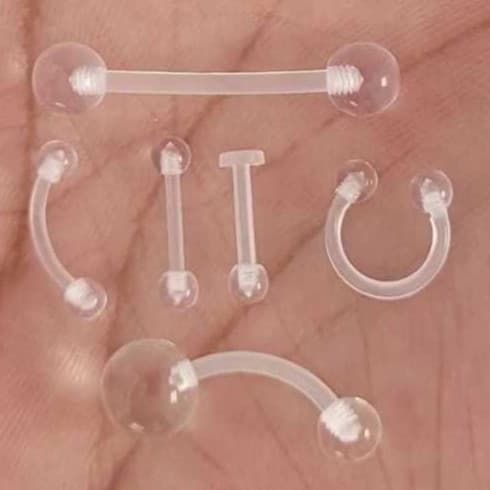 Kit 6 Piercings Transparentes em Silicone Flexível Discretos Delicados e Confortáveis Unissex