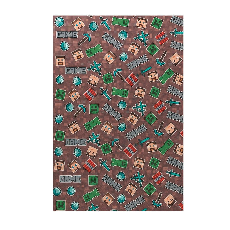 Toalha de Mesa TNT Estampado Minecraft Game 2 m x 1,40m Tecido Decorativo para Festa e Decoração
