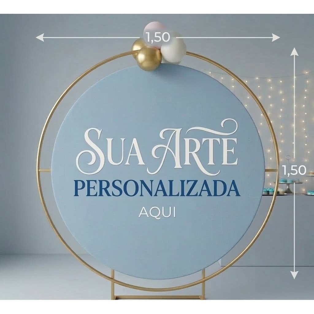 Painel redondo PERSONALIZADO em tecido sublimado 1,50 x 1,50 Personalizado Sua Arte PRONTA
