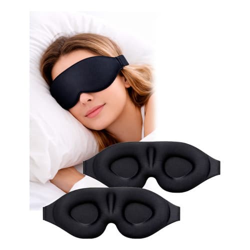 Kit 2 Mascara De Dormir Tapa Olho Viagem 3d Blackout Espuma Preto