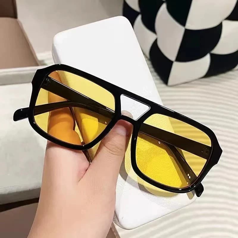 Óculos de Sol de Luxo Feminino Vintage Estiloso Verão Tons Matizado Retro Amarelo Premium