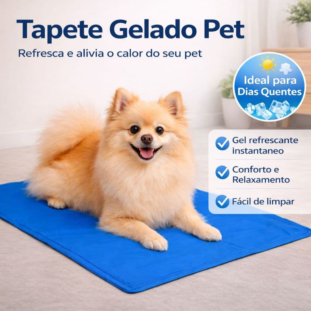 Tapete Gelado Pet Refrescante Azul 40x50 Anti Calor Cachorro Gato Para Dias Quentes Verão
