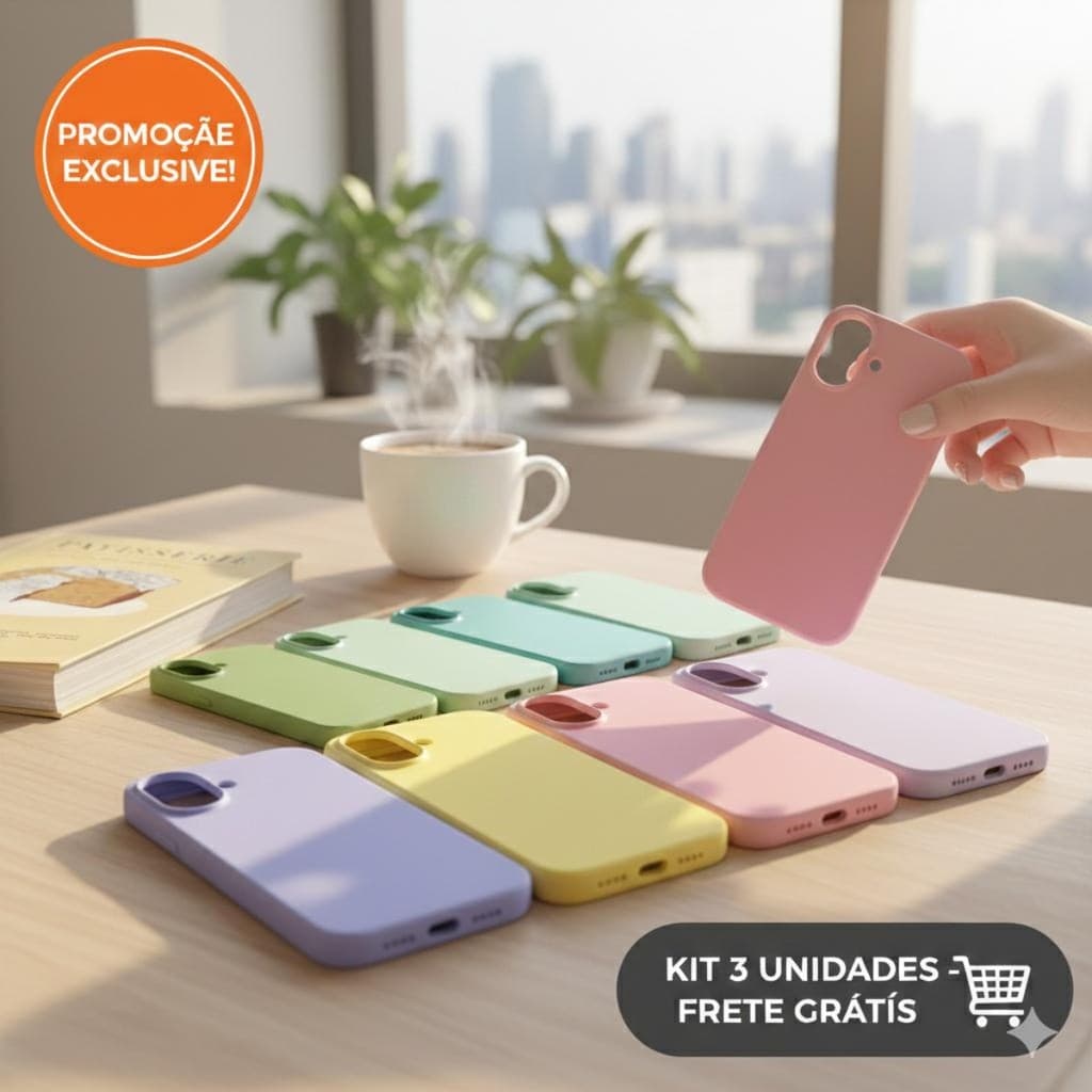 Kit Capinha iPhone Silicone Liquido Aveludado Premium Compativel iPhone 11 12 13 14 15 16 17 Pro Max