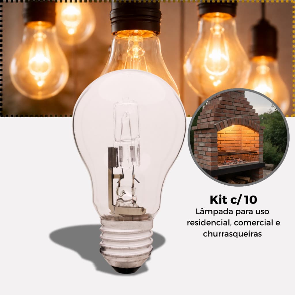 Kit 10 Lâmpadas Halógenas Empalux 100W 127V ou 220V Luz Amarela Alta Potência