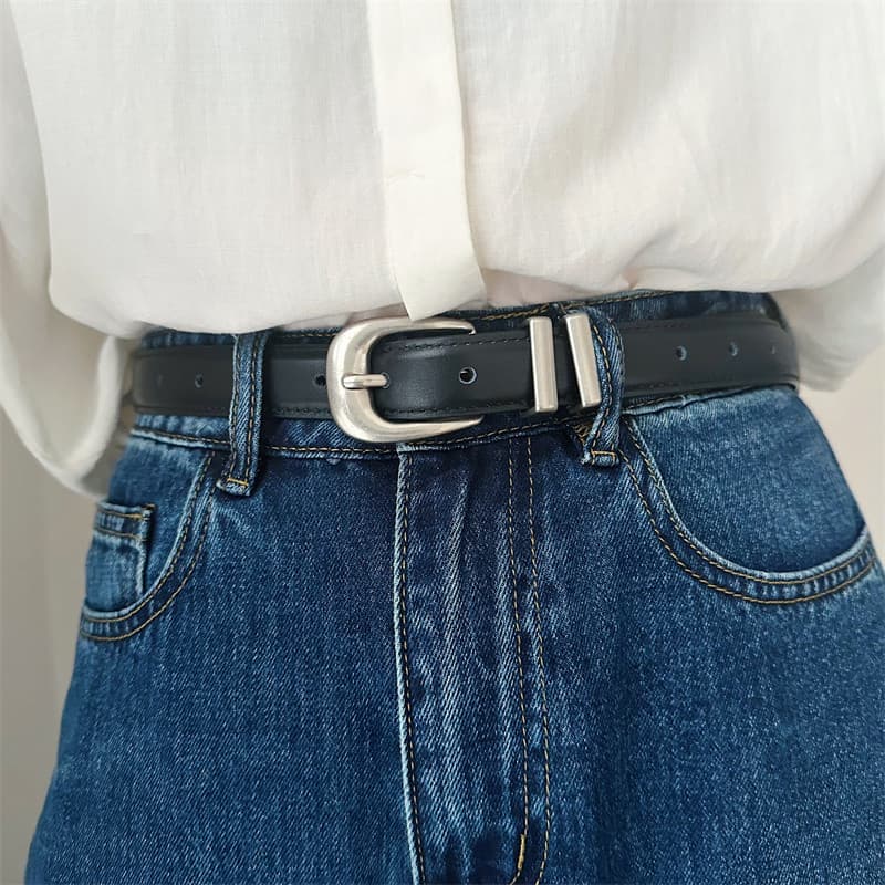 Cinto Retro masculino de couro genuíno juventude cinto fino versão coreana All-Match simples na moda Jeans cinto feminin