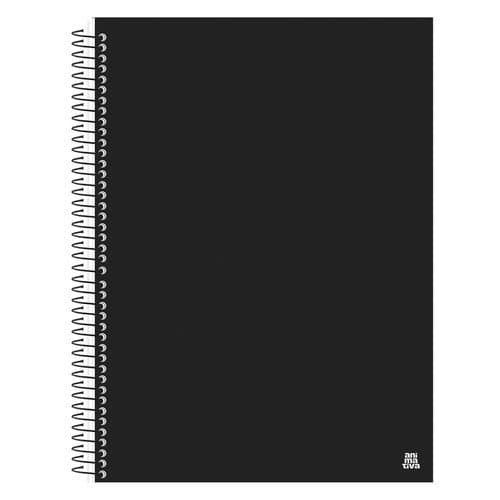 Caderno Universitário 10 Matérias 140 Folhas Capa Resistente Preto Organização Estudo