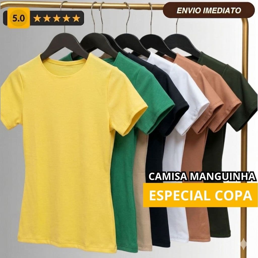 Camiseta Blusa Feminina Manga Básica Manguinha Suplex Manga Curta Qualidade