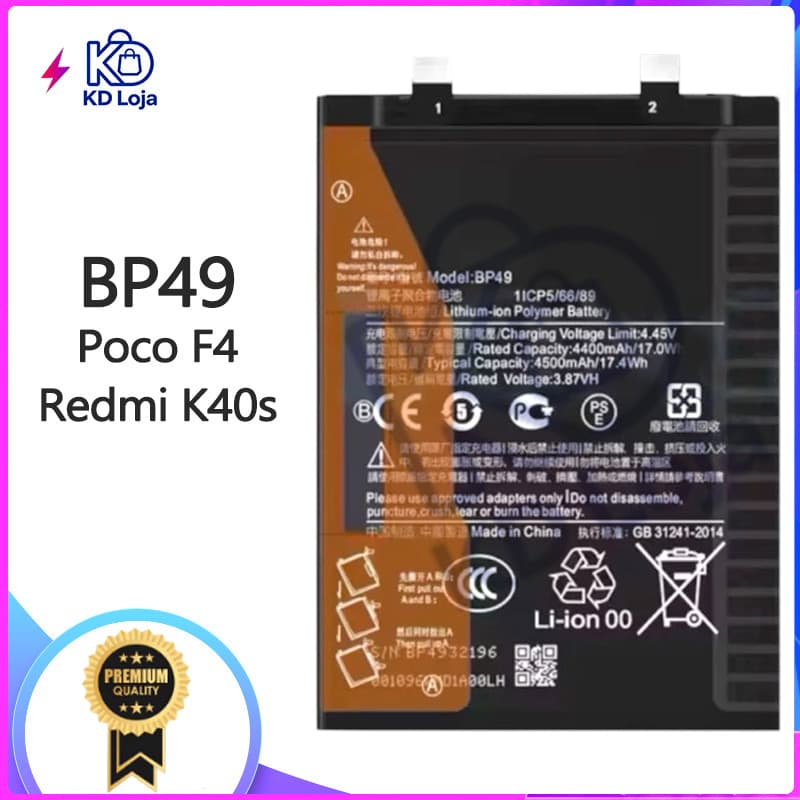Bateria Para Poco F4 5G / Redmi K40s (BP49) ORI 100% NOVA COM GARANTIA 30 DIAS