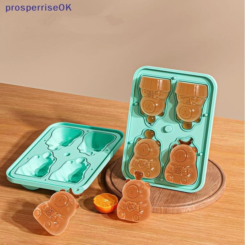 [newpros] 4 Molde De Silicone Em Forma De Capivara Consecutiva Animal De Desenho Animado Bolo De Chocolate Pudim De Doce
