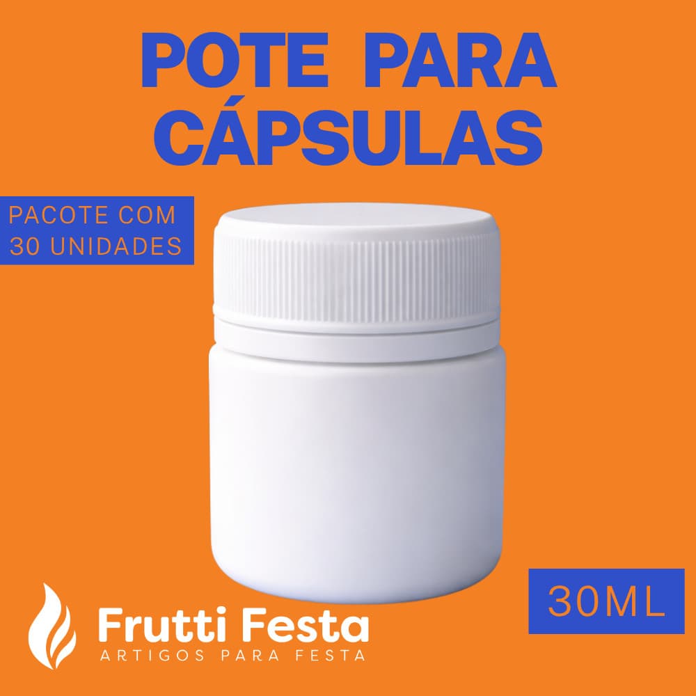 POTE PLASTICO PARA CAPSULA 30ML - PCT 20 UNIDADES