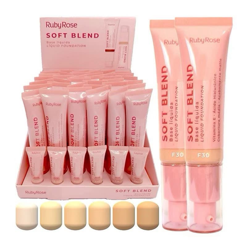 Box C/ 36 Unidades Ruby Rose Base Facial Soft Blend G1 e G2 HB-M301