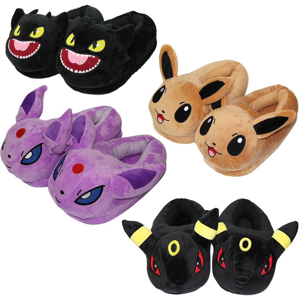 28cm Anime Pokemon Eevee Umbreon Espeon Night Fury Slippers Plush Cartoon Cosplay Sapatos De Fantasia Homens Mulheres Al