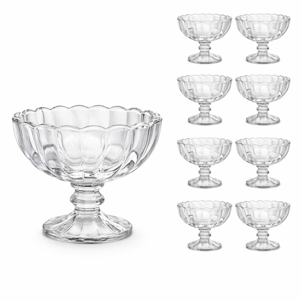 Kit 6 Jogos Taças de Sobremesa Vidro 160ml Elegante Para Sorvete Doces e Mesa Posta