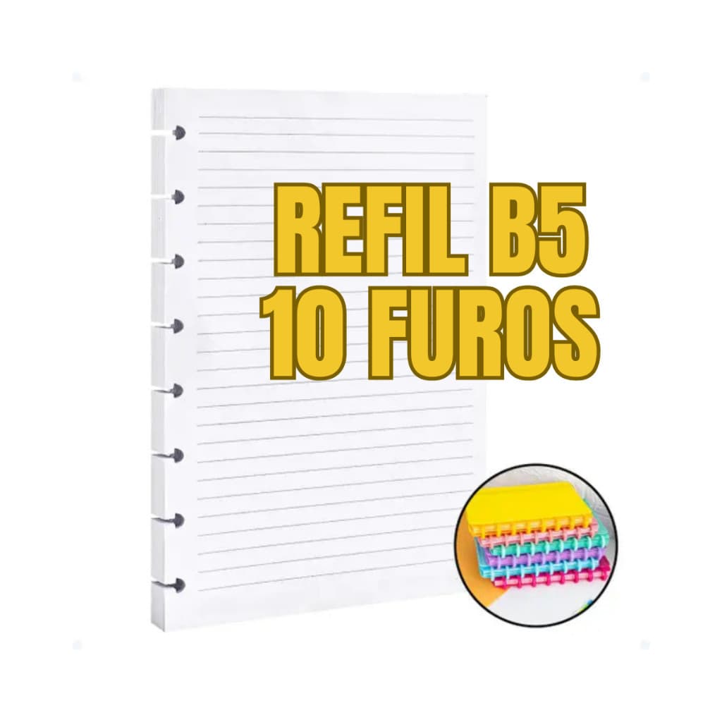 Kit 2 Refil De Folhas Pautadas Caderno B5 Discos (160 Folhas)