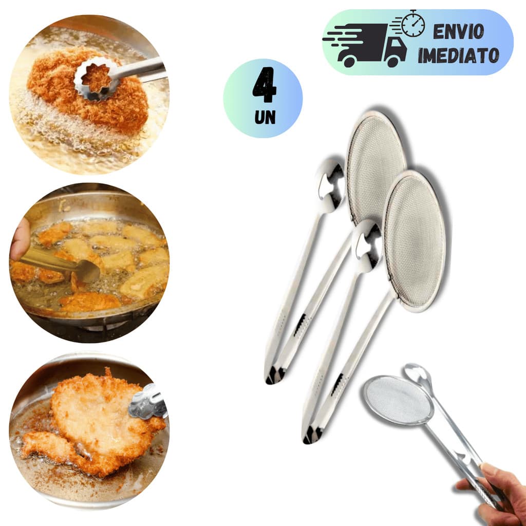 KIT 2 OU 4 ESCUMADEIRA PESCADOR 2 EM 1 INOX COZINHA BAR RESTAURANTE