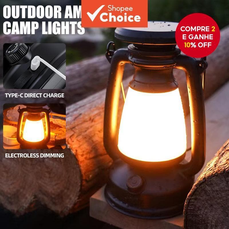 Lanterna De Acampamento Portátil-Luz De Atmosfera Recarregável USB Para Barracas Ao Ar Livre , Lâmpada De Cavalo Estilo