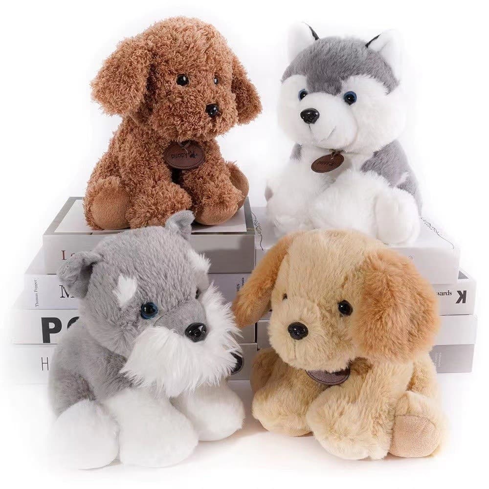 Brinquedo Simulado De Pelúcia Cão Teddy Golden Husky Schnauzer Dog Doll Girls Pet Presente De Aniversário Para Crianças