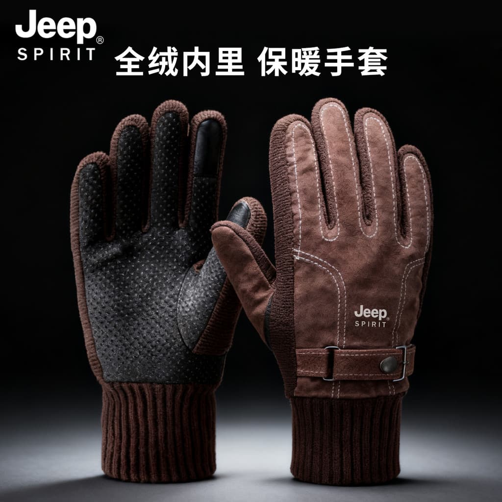 JEEP Luvas Masculinas Outono Inverno À Prova de Vento Ciclismo À Prova de Frio Quente Engrossado Motocicleta Lã-Fleece