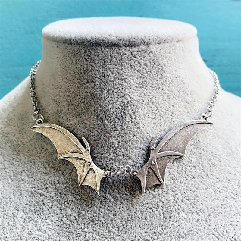 Finegoodwell5 Goth Vampiro Vintage Asas De Morcego Pingente Gargantilha Colar Natal Witchy Presente Para Mulheres
