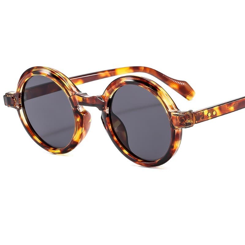 Óculos de Sol Redondos Retrô Estilo Punk para Mulheres e Homens com Rebites, Proteção UV400, Moda, Lentes em Degradê Dup