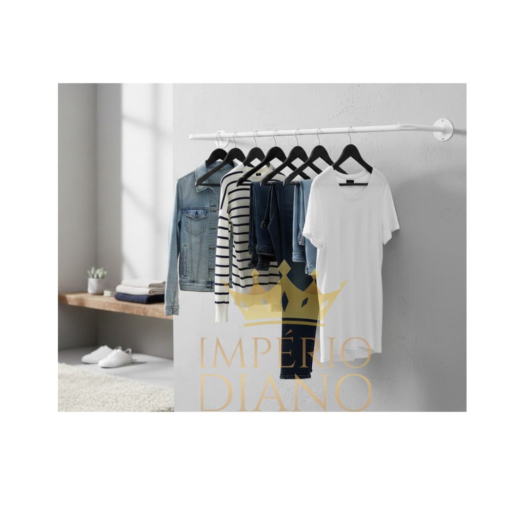 Arara De Parede Roupa Cabideiro Loja Closet Quarto Reta 80cm 100cm 120cm Moderna