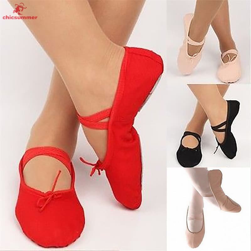CHSM Sapatos De Dança De Ballet De Lona Para Meninas Ginástica Pointe Tamanho 31-41