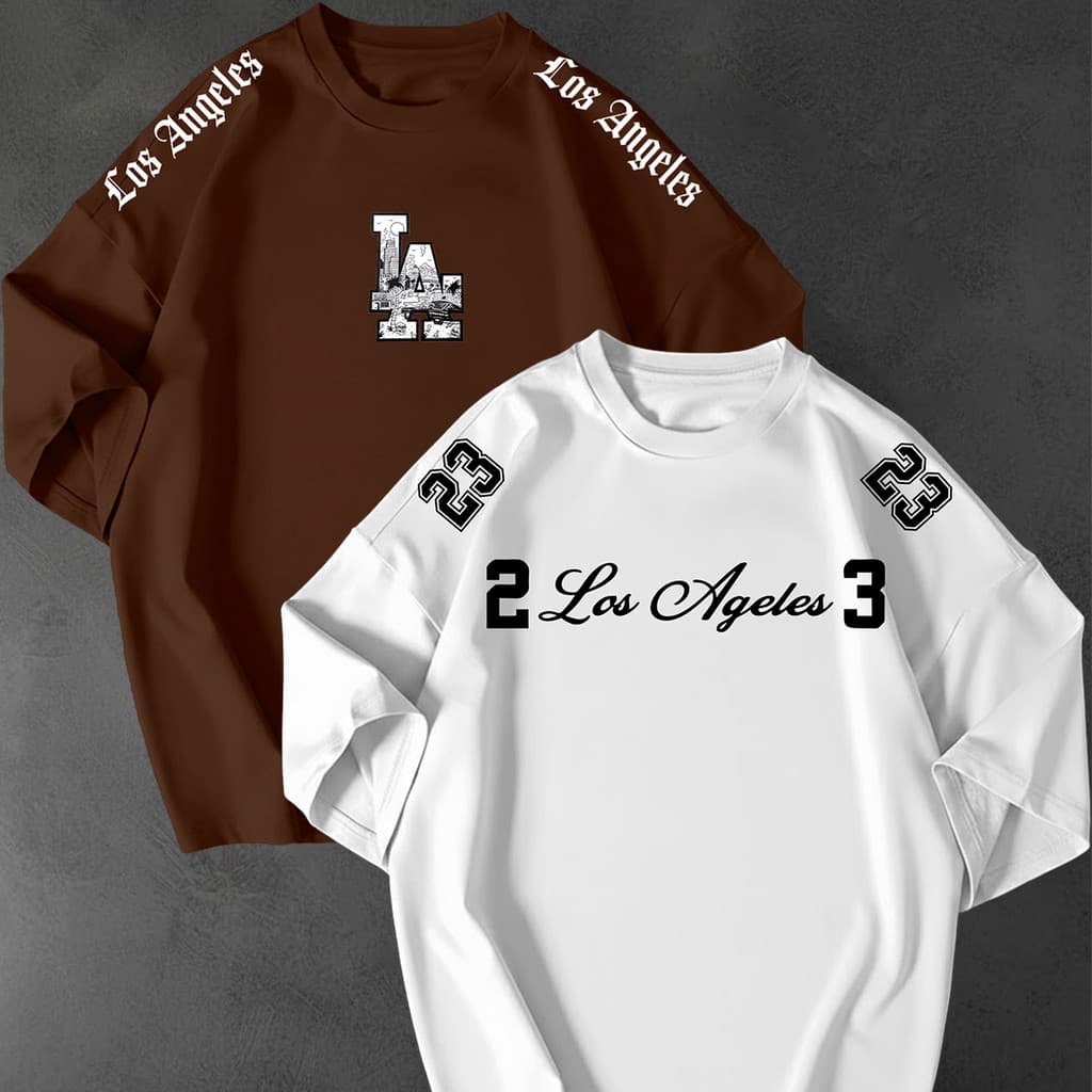 Kit 2 Camisetão Oversized Streetwear Los Angeles 23 Urbana Unissex 100%Algodão Look Academia Premium