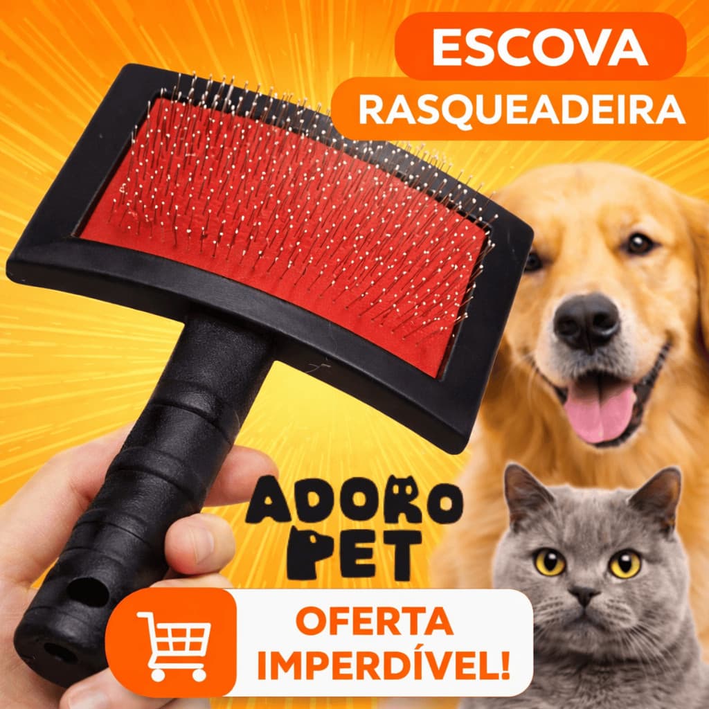 Escova Tira Pelos Pet Rasqueadeira Cachorro e Gato Remove Subpelo Nós e Pelos Soltos Fácil de Usar
