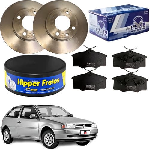 2 Discos Freio + Pastilhas Vw Gol Bola 1995 1996 1997 A 2000
