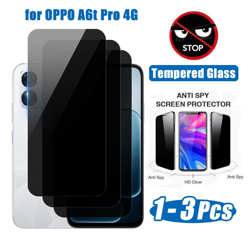 1-3 Unidades Para OPPO A6T Pro A6T A6X A6 A5i A5 A5X 4G 5G Protetor De Tela Anti-Espião Filme De Vidro Temperado De Priv