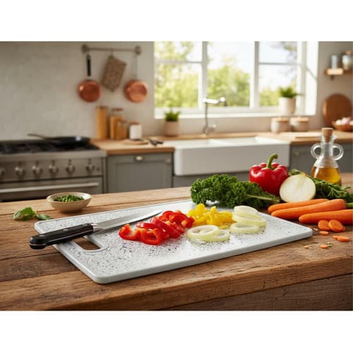 Tábua De Corte Cozinha Profissional Churrasco Carne Legumes Pedra Branco