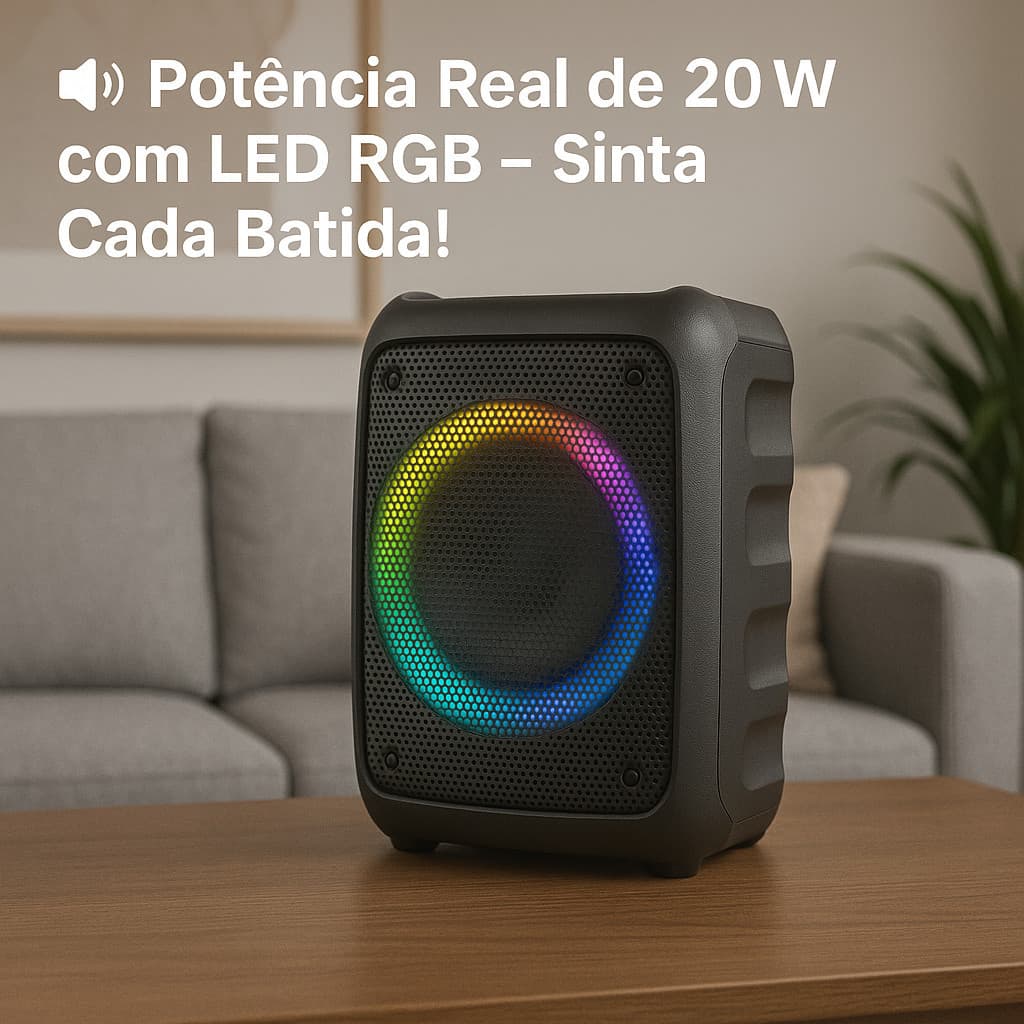 Caixa De Som Bluetooth Potente Com Led Rgb Alto-falante Grasep D-6110 Preto