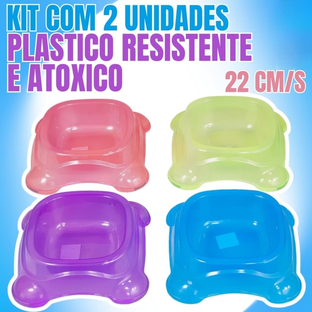 Kit com 2 Tigelas Plásticas Pet Atóxicas para Cães e Gatos