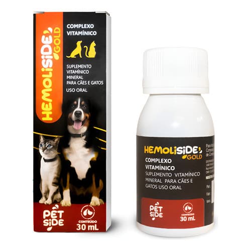 Suplemento Vitamínico Para Anemia Cães e Gatos - Hemoliside Gold Petside 30ml