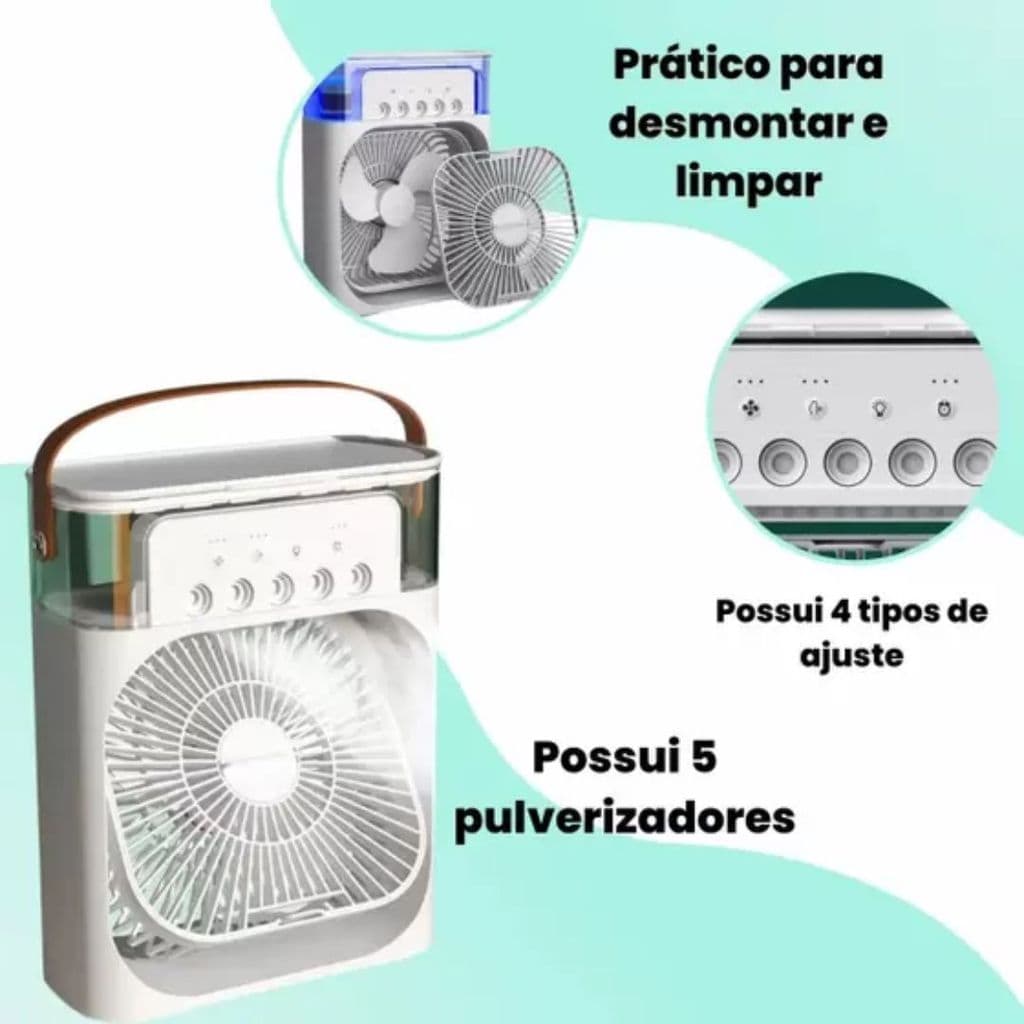 Mini Ventilador Portátil com Ventilador e Umidificador -  (Cores Sortidas)