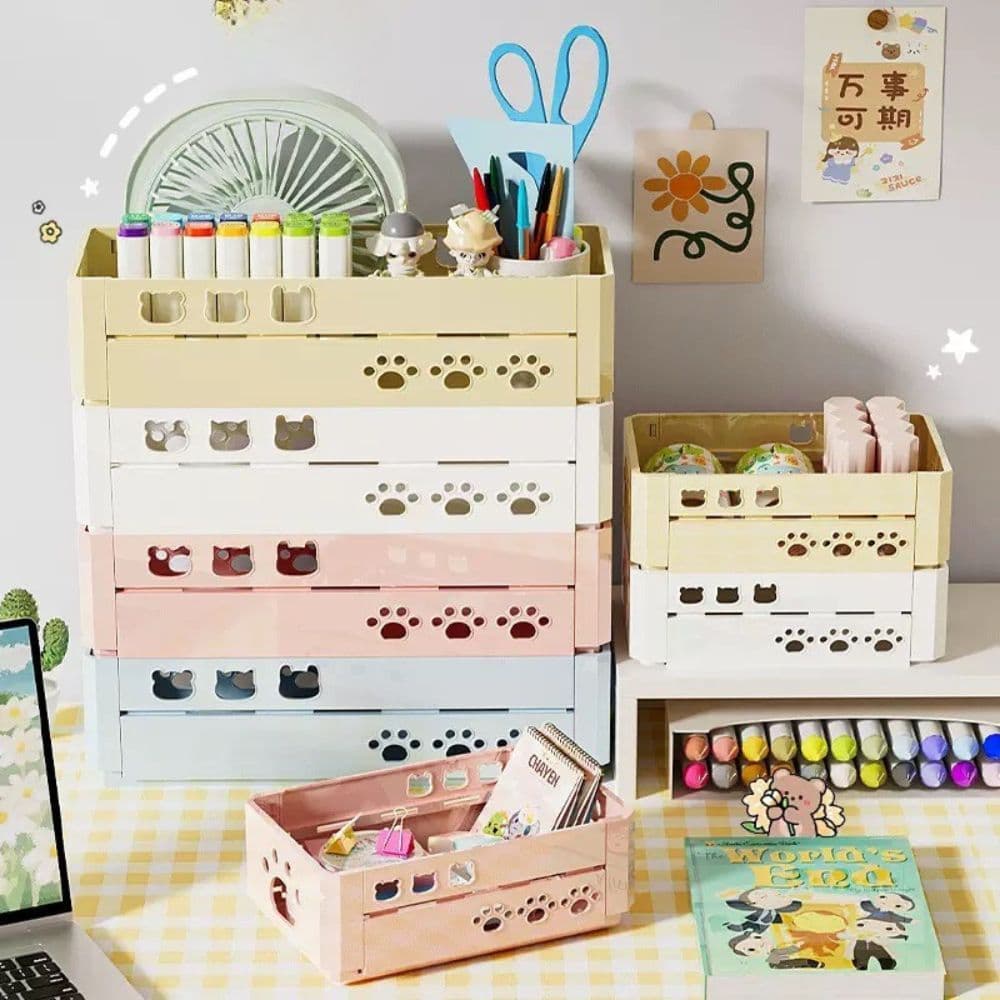 Organizador de Mesa Porta Canetas Multifuncional Caixa Organizadora Escolar Escritório Estética Kawaii