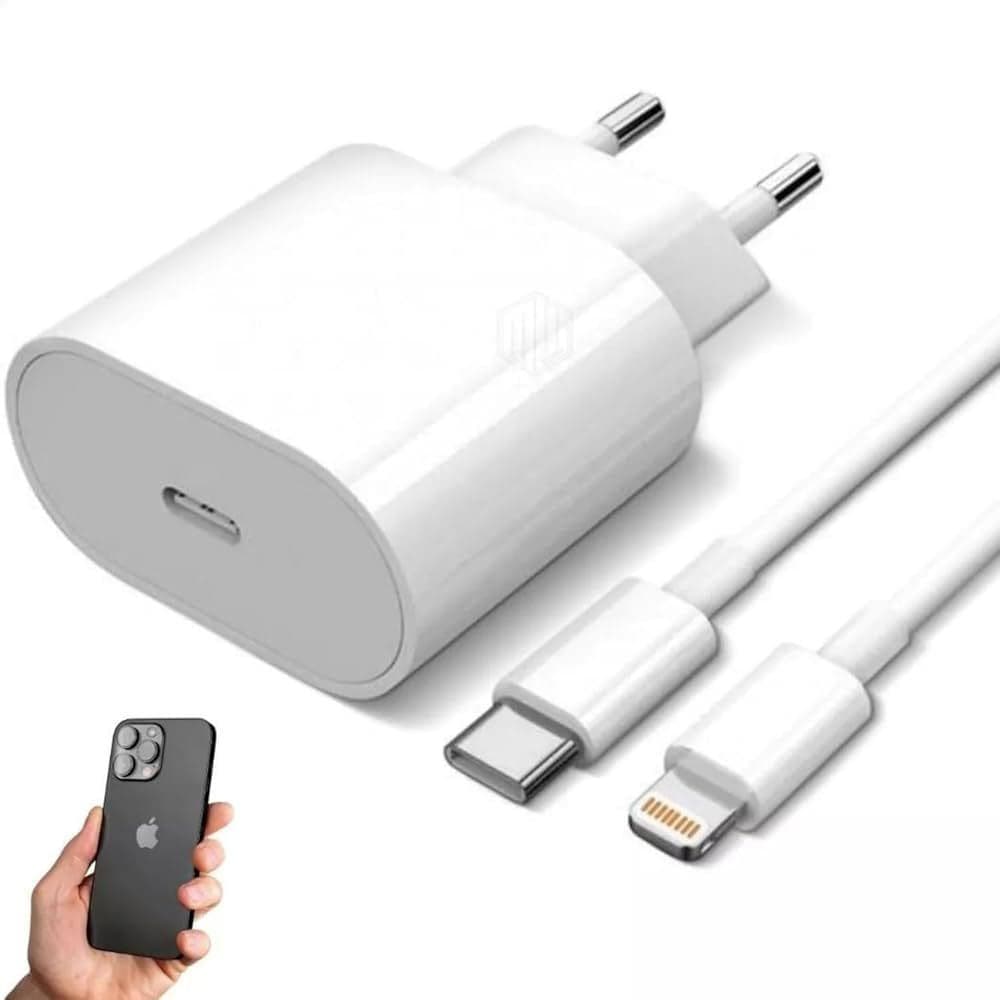 Carregador Para iPhone 25W Turbo Fonte + Cabo USB-C Lightning Rápido