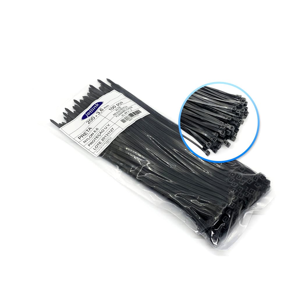 Abraçadeiras Nylon 100 Un 3,6 Mm X 200 Mm