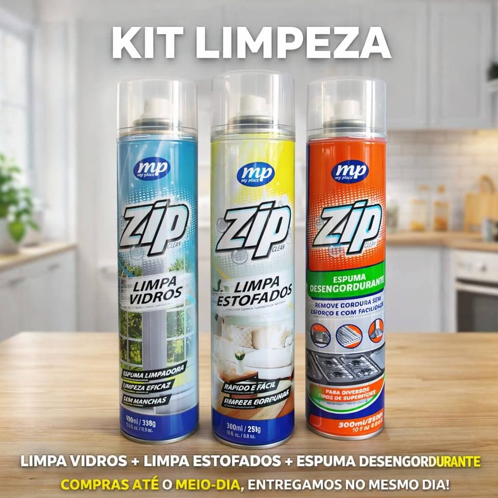 Kit Limpa Estofado , Limpa Vidro e Espuma Desengordurante May Place